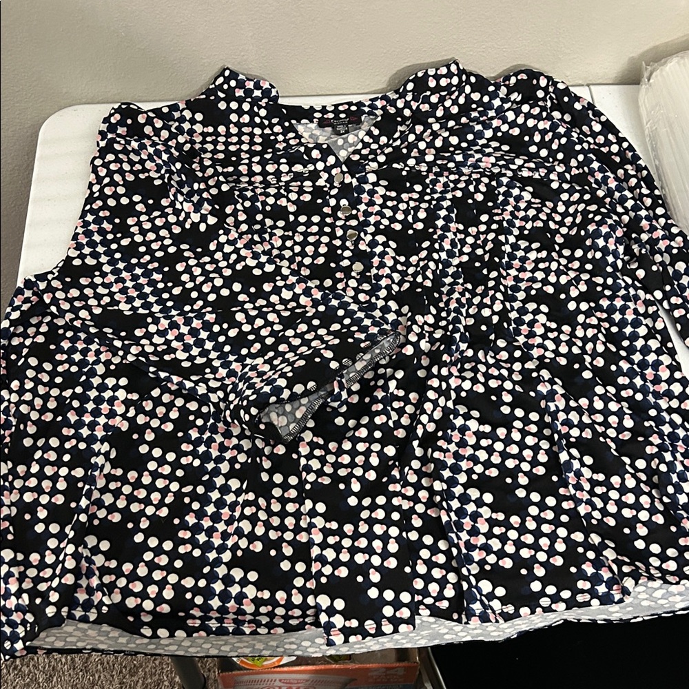 Cocomo Black and Pink Polka Dot Blouse